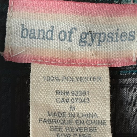 🌞 Band of Gypsies Plaid Blouse, Roll Sleeve, M - Picture 11 of 13